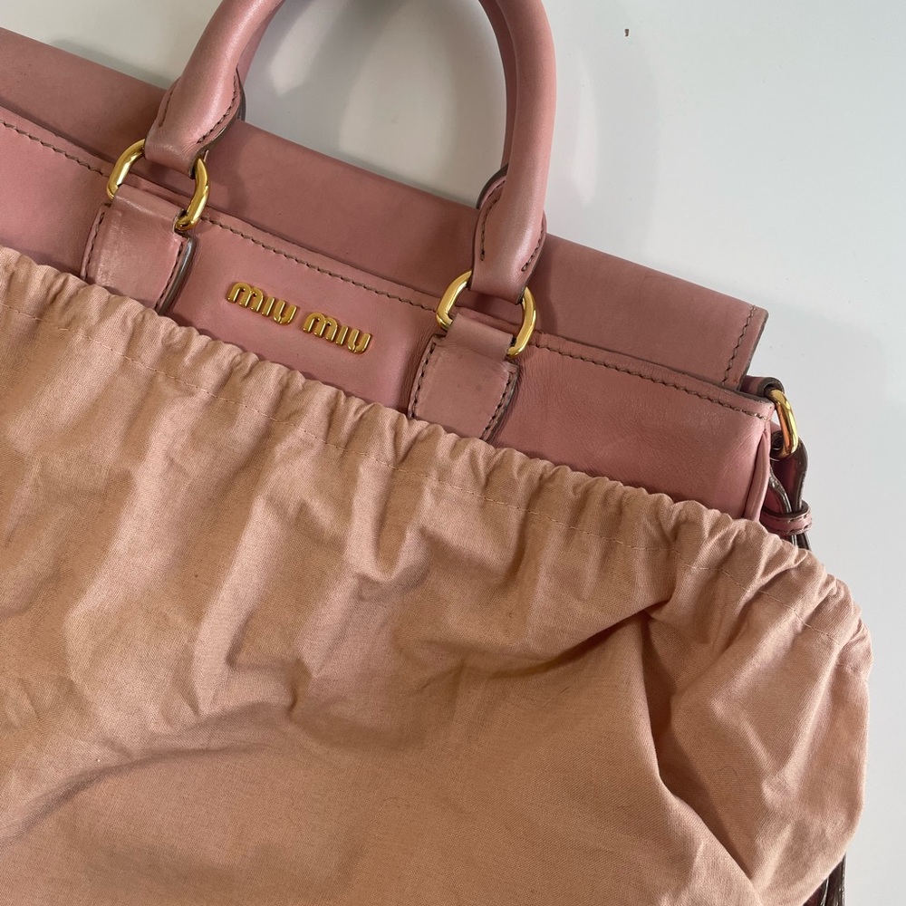 miu miu blush pink satchel bag | miu miu madras leather two way shoulder bag - Picture 11 of 14